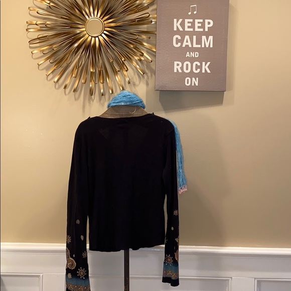 BOHO FREE PEOPLE STYLE (Fang)  blk turq. bead Top - Picture 4 of 4